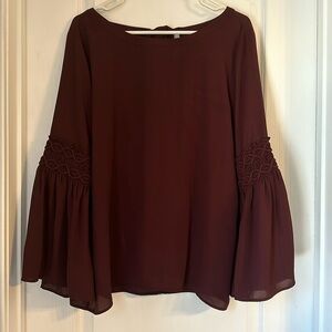 Women’s Scoop Neck Blouse Bell Sleeves Size Large